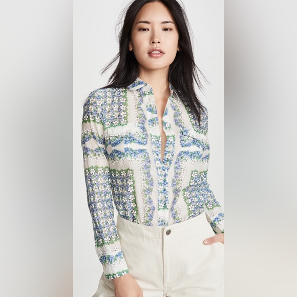 FREE w/ bundle! wounded Tory Burch floral print silk blouse - Picture 1 of 10